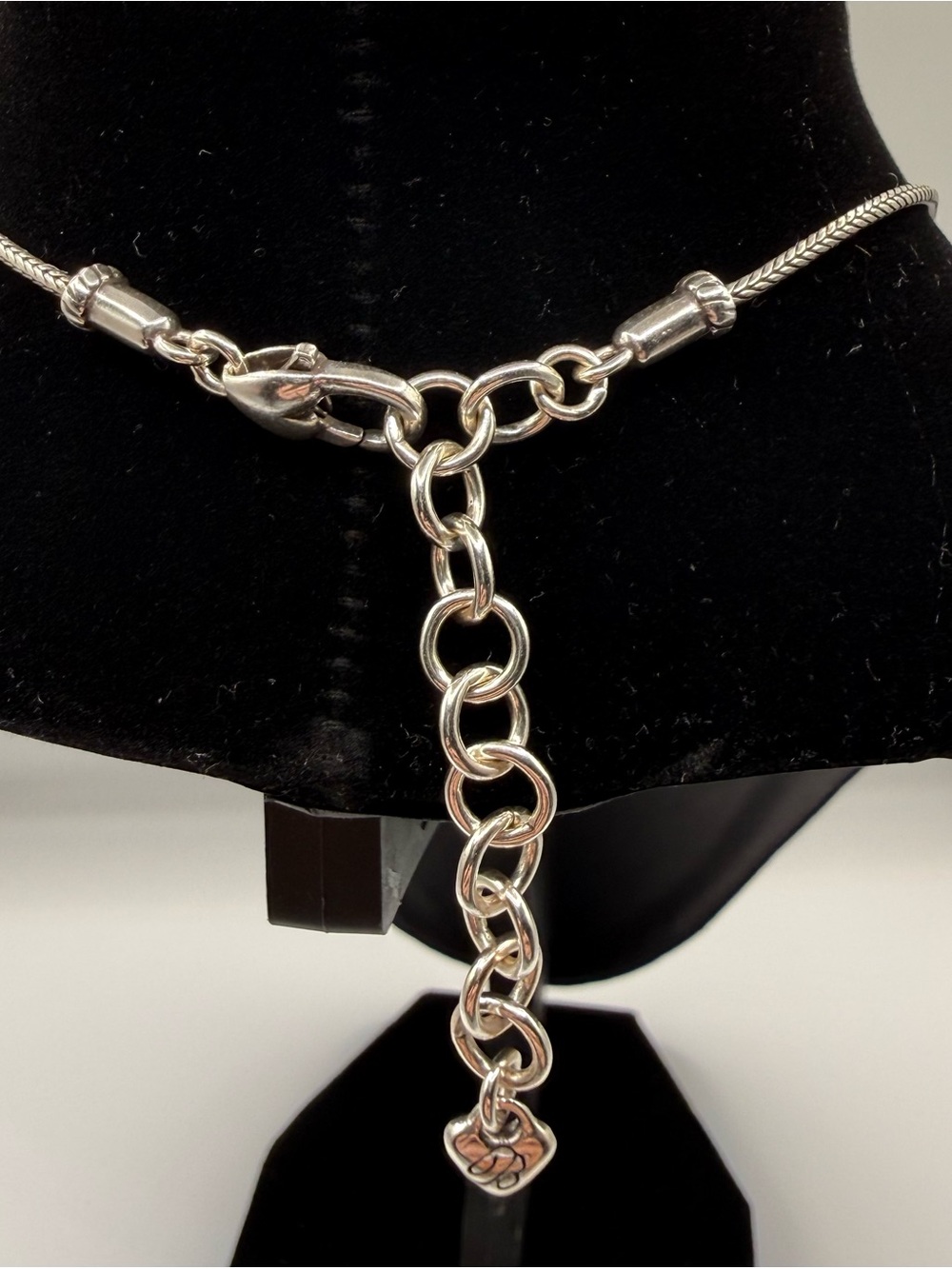 Brighton Silver Scroll Flower Tassel Pendant Necklace Adjustable Chain - Picture 3 of 3
